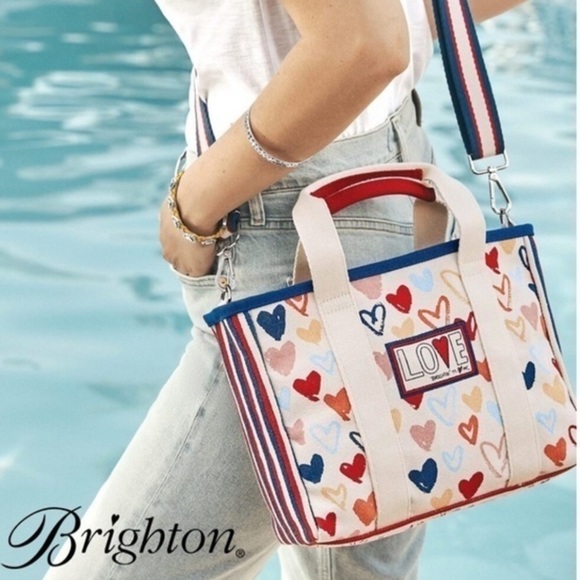 Brighton Red White And You Heart Firework Canvas Mini Tote Crossbody Strap NWT - Picture 2 of 12